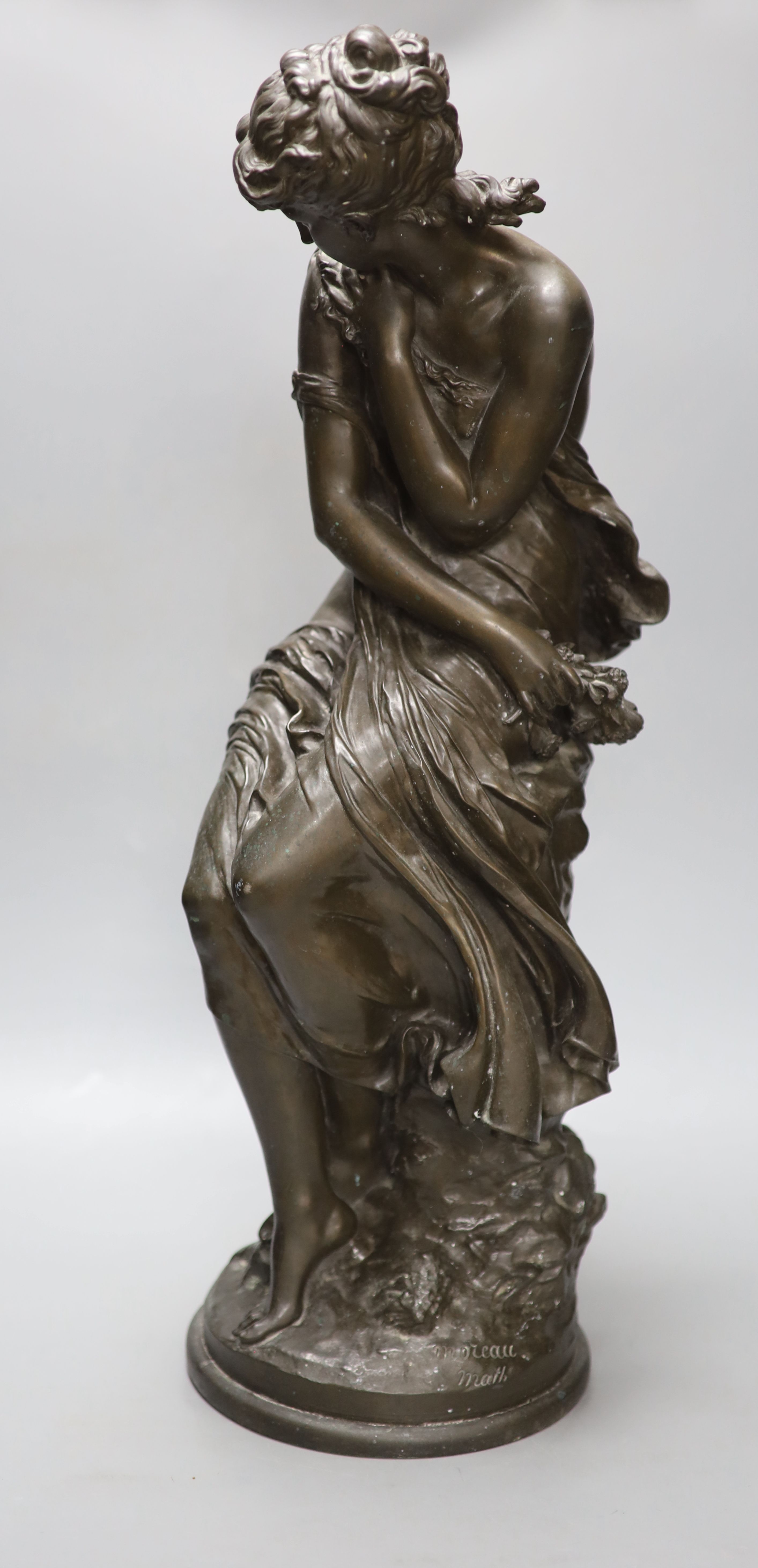 After Moreau. A bronzed metal figure of Venus surprised, height 63cm